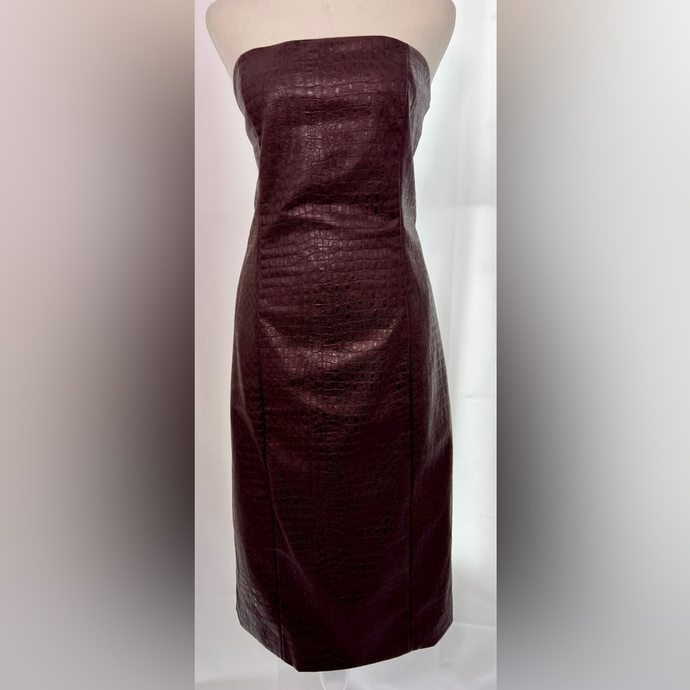 7 For All Mankind Strapless Dress in Rich Burgundy
